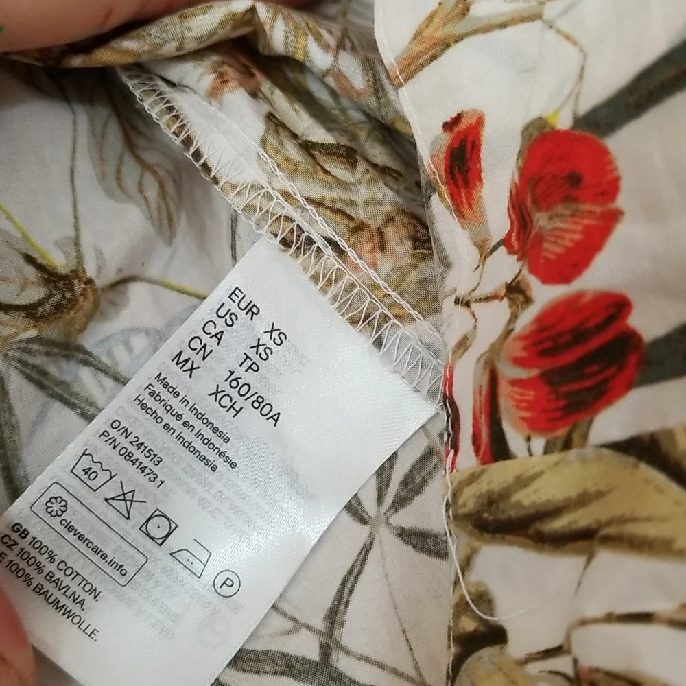 H&M botanical fern ginger poet gypsy jungle blouse - puff sleeve xs - Picture 6 of 6